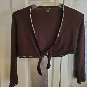 BROWN WITH SEQUIN TRIM Bolero S Med